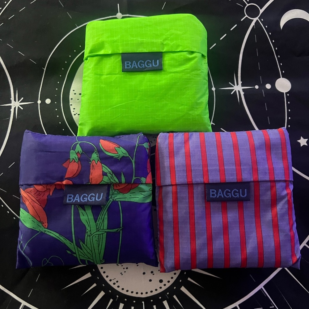 Lot of 3 Standard Baggu Reusable Bags! 💚💜🩷